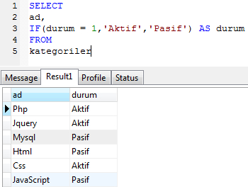 Mysql If Kullanımı